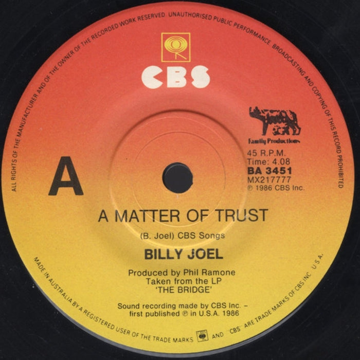 Billy Joel – A Matter Of Trust (LP, Vinyl Record Album)