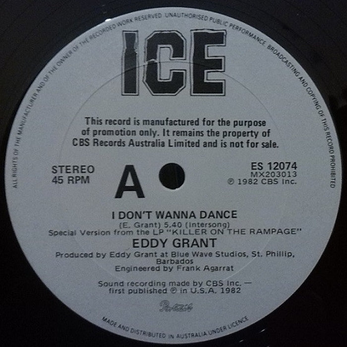 Eddy Grant – I Don't Wanna Dance (LP, Vinyl Record Album)