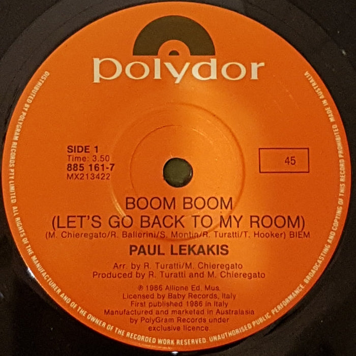 Paul Lekakis – Boom Boom (Let's Go Back To My Room) (LP, Vinyl Record Album)