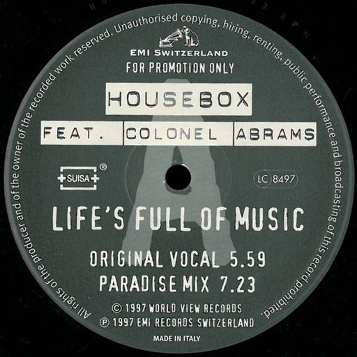 Housebox, Colonel Abrams – Life's Full Of Music (LP, Vinyl Record Album)