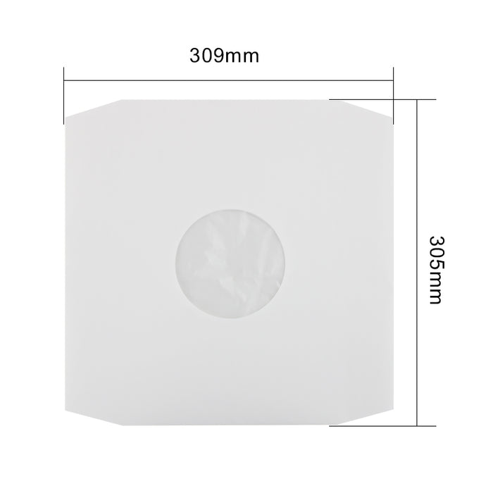 White Paper & Plastic Poly-Lined Cut Corner Record Inner Sleeves 90 gr