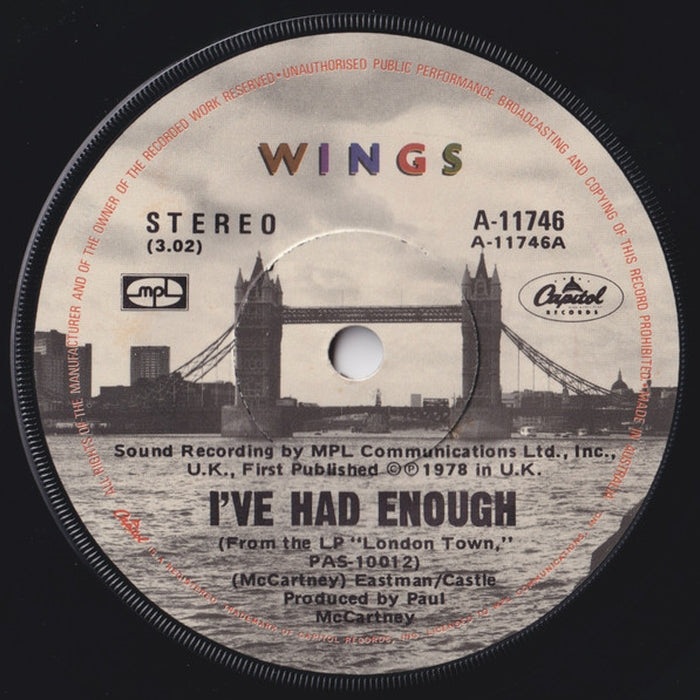 Wings – I've Had Enough (LP, Vinyl Record Album)