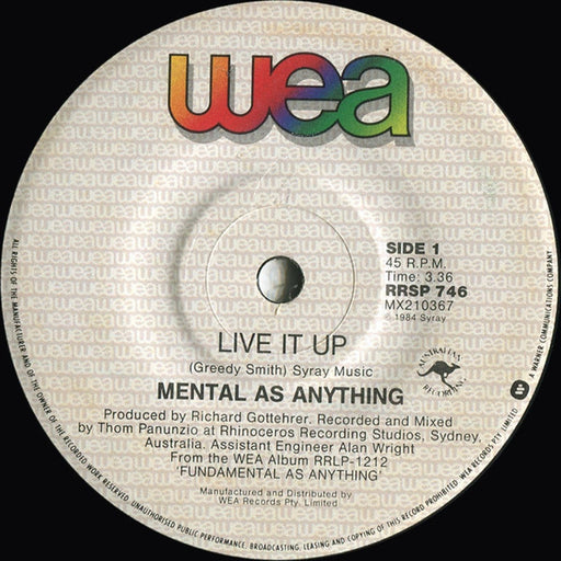 Mental As Anything – Live It Up (LP, Vinyl Record Album)