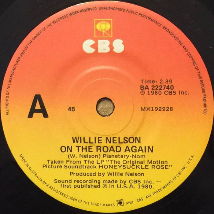 Willie Nelson, Johnny Gimble – On The Road Again / Jumpin' Cotton Eyed Joe (LP, Vinyl Record Album)