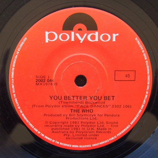 The Who – You Better You Bet (LP, Vinyl Record Album)