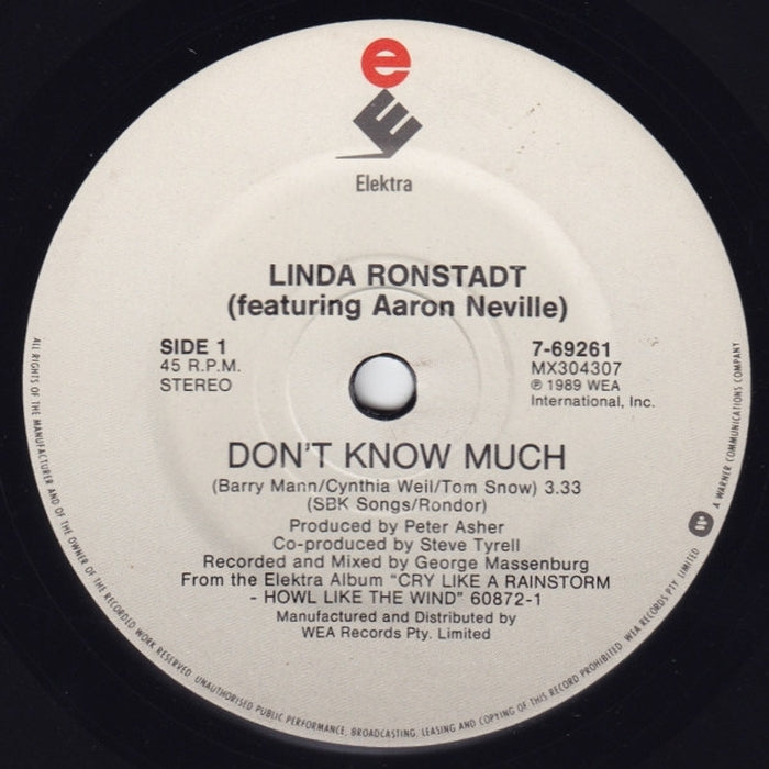 Linda Ronstadt – Don't Know Much (LP, Vinyl Record Album)