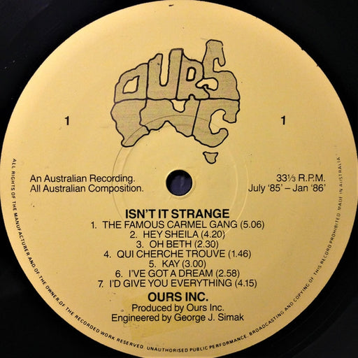 Ours Inc. – Isn't It Strange (LP, Vinyl Record Album)