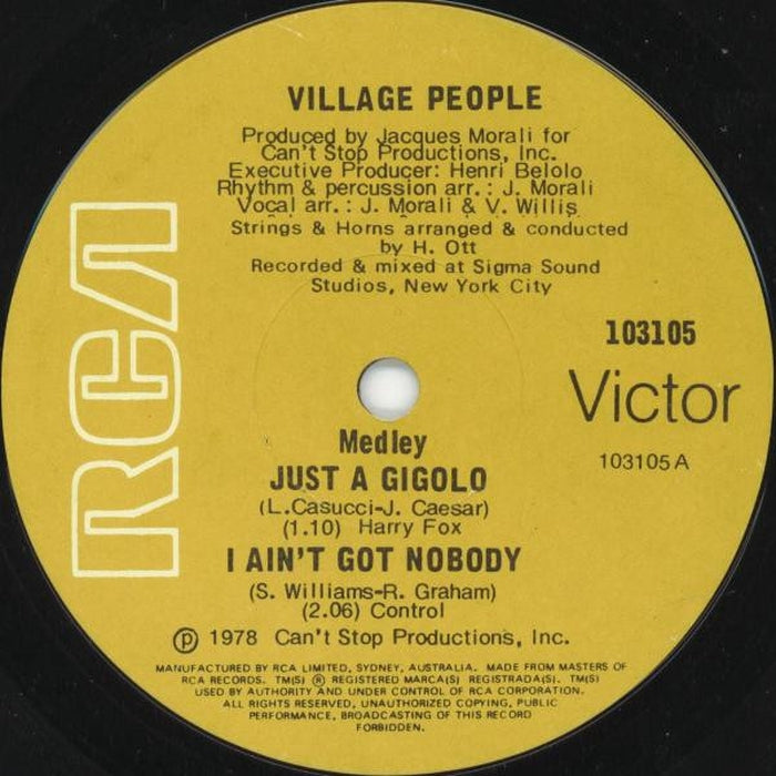 Village People – Just A Gigolo / I Ain't Got Nobody / Macho Man (LP, Vinyl Record Album)