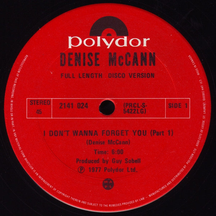 Denise McCann – I Don't Wanna Forget You (LP, Vinyl Record Album)