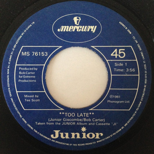 Junior – Too Late (LP, Vinyl Record Album)