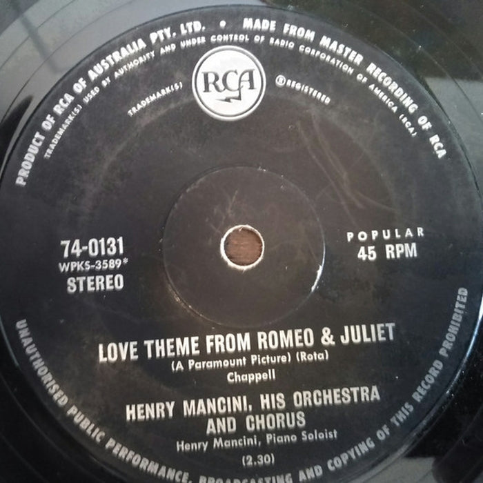 Henry Mancini And His Orchestra And Chorus – Love Theme From Romeo & Juliet / The Windmills Of Your Mind (LP, Vinyl Record Album)