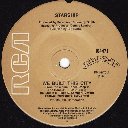 Starship – We Built This City (LP, Vinyl Record Album)