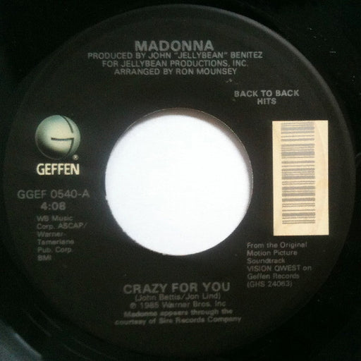 Madonna – Crazy For You / Gambler (LP, Vinyl Record Album)