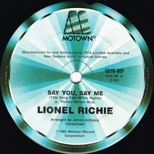 Lionel Richie – Say You, Say Me (LP, Vinyl Record Album)