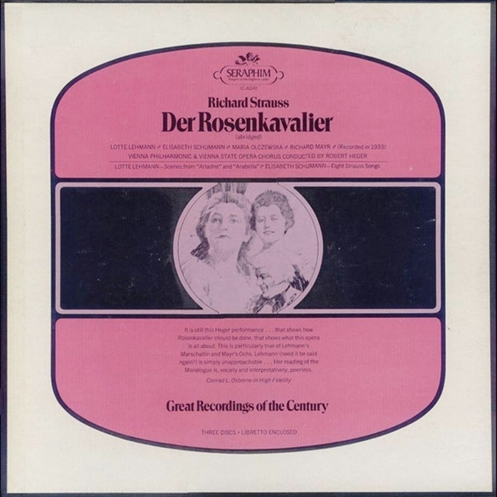 Richard Strauss, Lotte Lehmann, Elisabeth Schumann, Maria Olszewska, Richard Mayr, Wiener Philharmoniker, Wiener Staatsopernchor, Robert Heger – Der Rosenkavalier (Abridged) (LP, Vinyl Record Album)