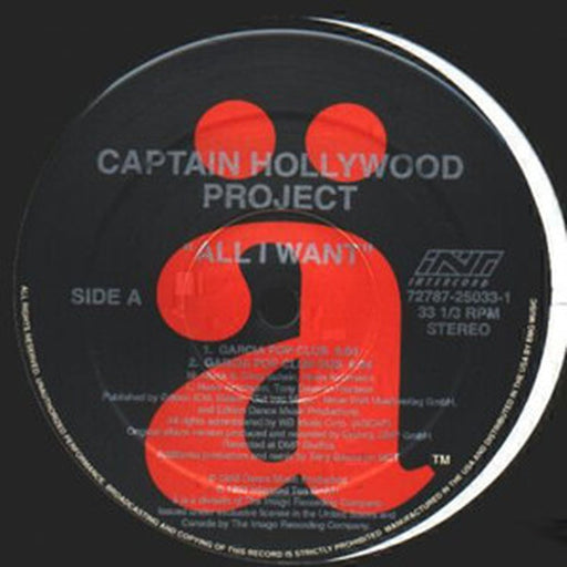 Captain Hollywood Project – All I Want (LP, Vinyl Record Album)