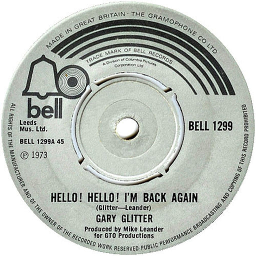 Gary Glitter – Hello! Hello! I'm Back Again (LP, Vinyl Record Album)