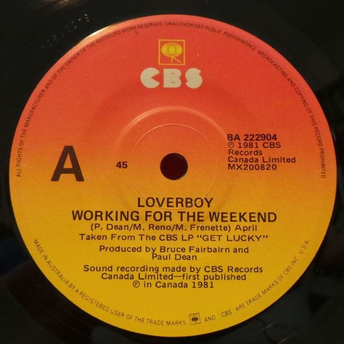 Loverboy – Working For The Weekend (LP, Vinyl Record Album)